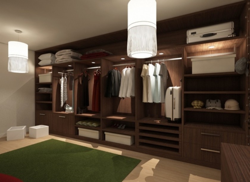 Классическая гардеробная комната из массива с подсветкой Дзержинск