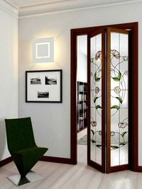 Двери гармошка с витражным декором Дзержинск